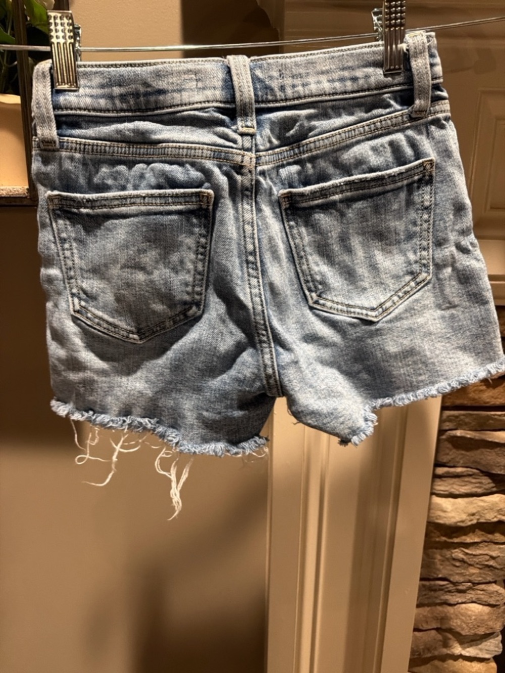 Hollister Light Blue Distressed Denim Shorts
